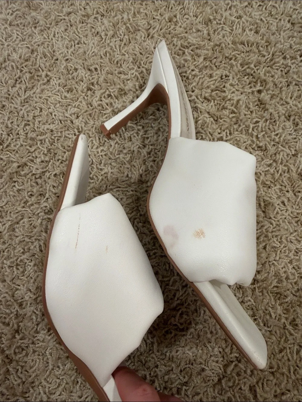 White Cross-Band Square-Toe Mules by Rampage Paris